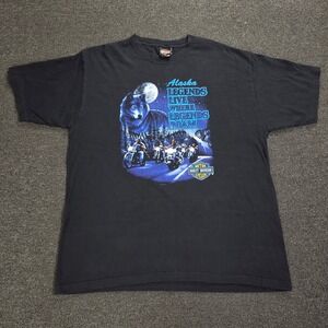 Harley-Davidson T-Shirt Mens XXL Black Alaska Wolf Graphic Vintage 2002 USA Made